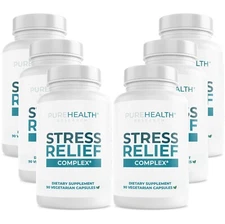 Stress Relief Supplement, Cortisol Blocker, Mood Support, PureHealth Research x6