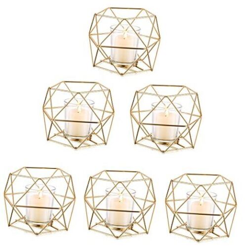 Tea Light Candle Holders - Votive Candle Holder for Tealight & 6 Pcs Gold
