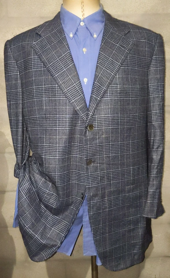 Chaqueta Blazer 46L Belvest CACHEMIRA PURA Cuadros CANVASS Cuadros Tweed Parche MOP Foto 3 de 4