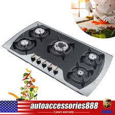 35" 5 Burners Gas Stove Built-In Gas Cooktop Stainless Steel Natural Gas Propane
