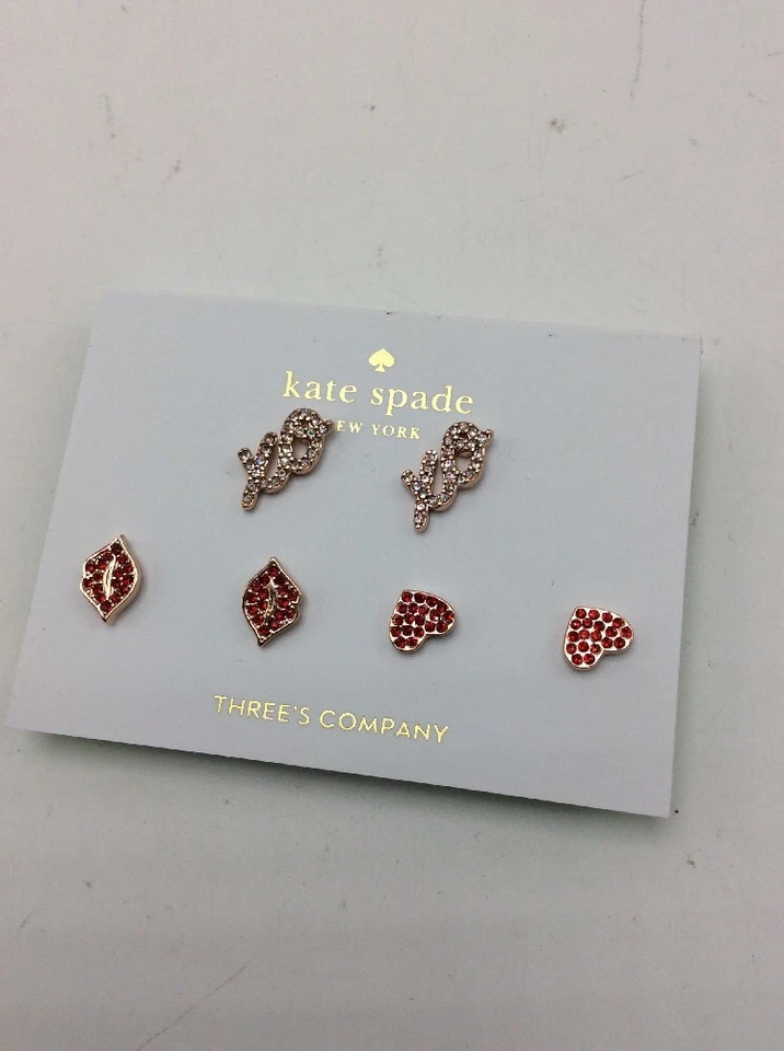 $68 Kate Spade Things qe love 3 pares aretes labios corazones xo Z48 Foto 4 de 4