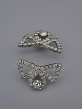 Crystal Rhinestone Bow Shoe Fur Dress Clips Clear Faceted Prong Set 35mm Vintage
