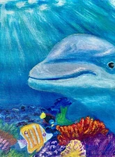 Dolphin Painting - Original Animal Artwork for Animal Lovers - Wall Art Decor