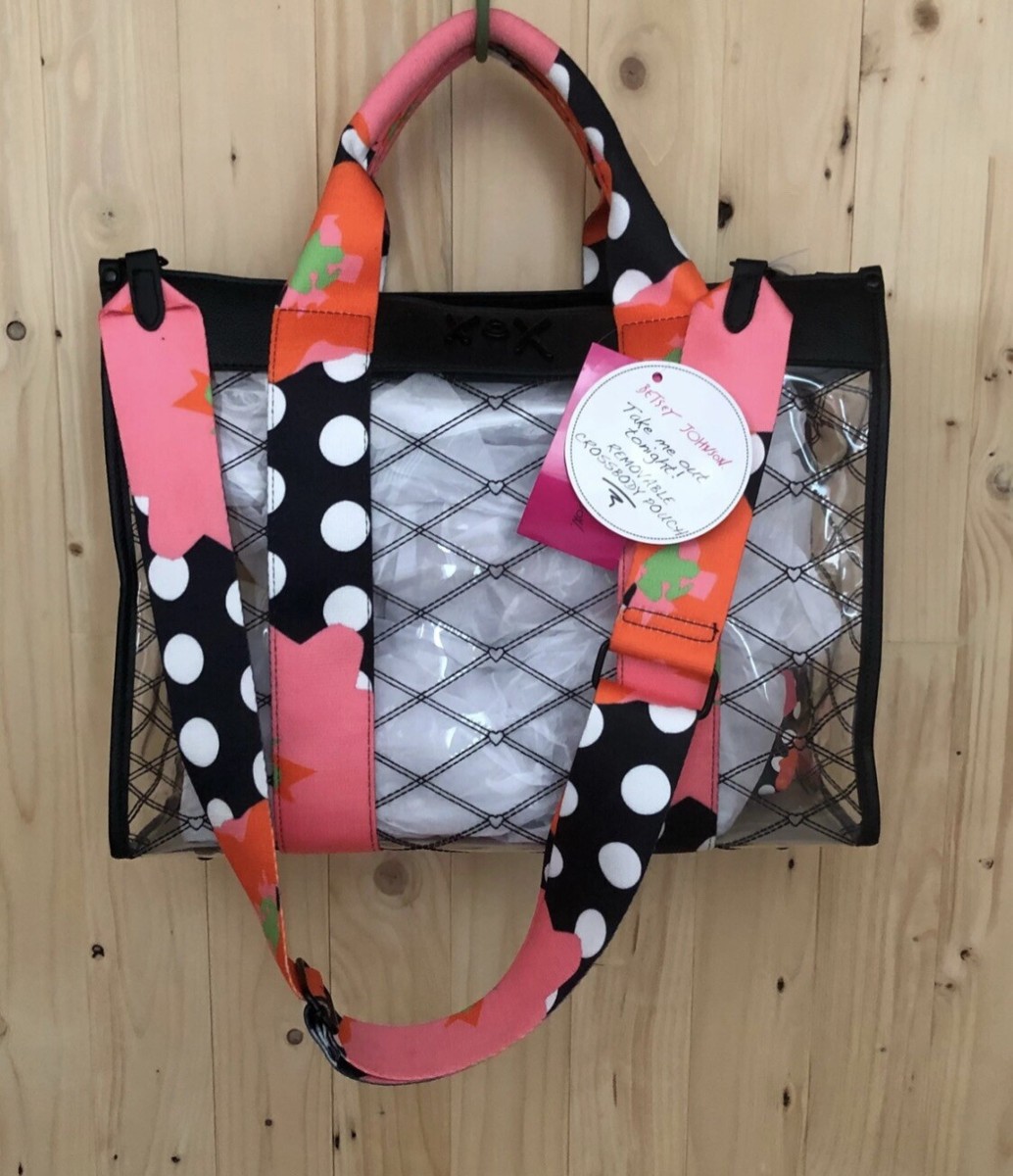 Betsey Johnson in Set Purse Handbag Clear Tote Floral Retro