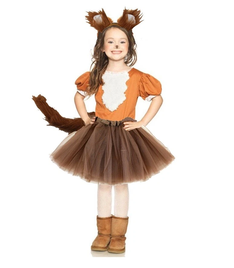 Girls Fox Tutu Costume Animal Book Week Day Halloween Fancy Dress