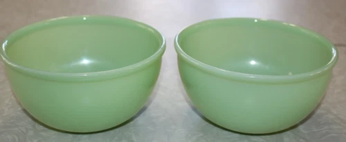 2 Vintage Fire King Jadeite Green 6" Restaurant Ware Rolled Edge Bowls