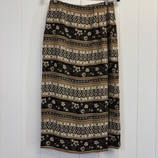 Vintage Chaus Petite Womens Boho Floral Faux Wrap Straight Skirt Size 8 Cottage