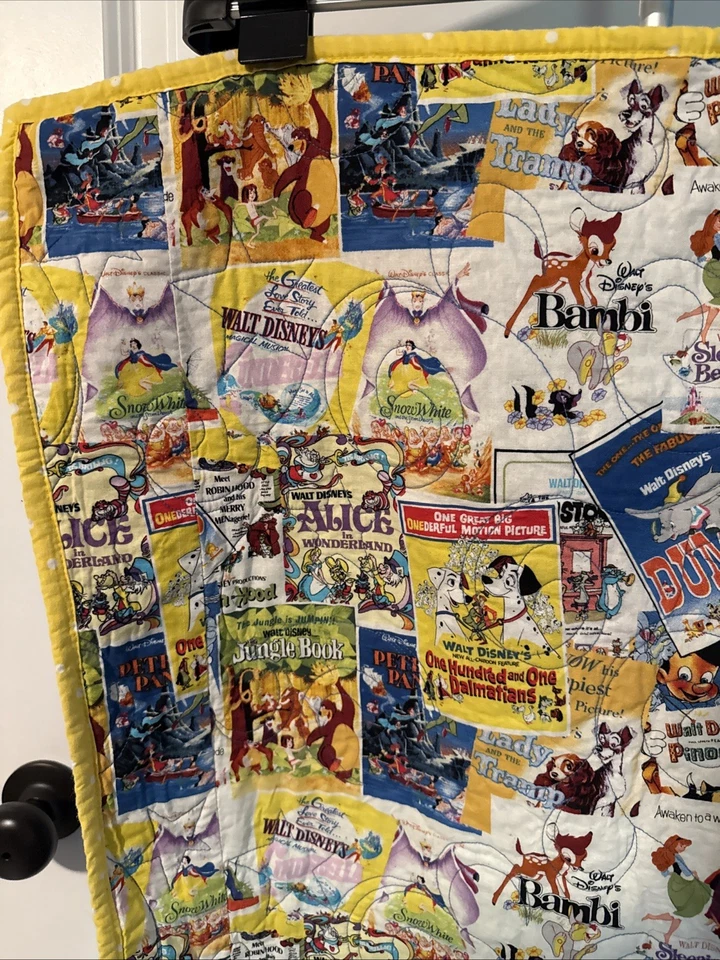 Disney VTG Movie Poster Handmade Quilted Baby Lap Blanket 27"x36" - Image 3 of 4