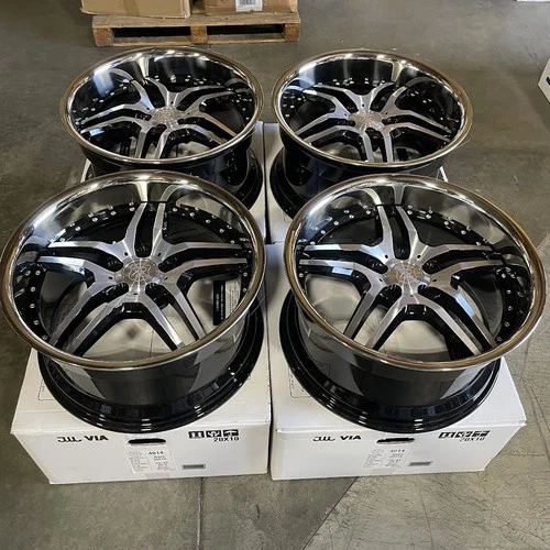 Used 20x10 MRR RW2 5x114.3 35 73.1 Black Machined Chrome Lip Wheels set-4