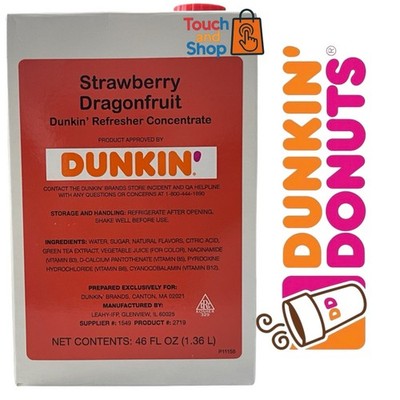 Dunkin  Refresher Concentrate Strawberry Dragonfruit 46FL Vitamin B3/B5/B6/B12