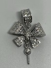 925 Sterling Silver Bow Charm Pendant w/ Stimulated White AAA CZ pearl bail — photo 2