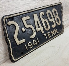 1941 Tennessee License Plate Auto Tag State Shaped Vintage