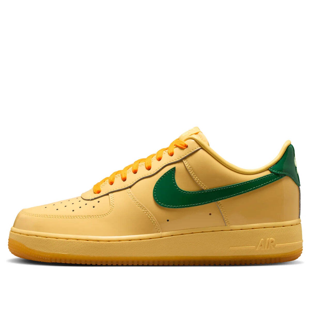 IO4489 700 Nike Air Force 1 Low Patent Leather Topaz Gold Pine