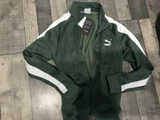 Ladies Girls  Puma track top T7 tracksuit top fitness gym designer Size 6 Green