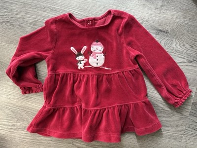 Gymboree Alpine Sweetie 2T Tunic/Dress. Embroidered snowman bunnie red velour