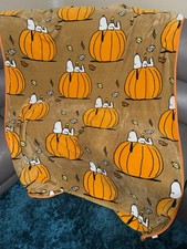 Peanuts Snoopy Pumpkin Fall Halloween Plush Throw Blanket 59x90