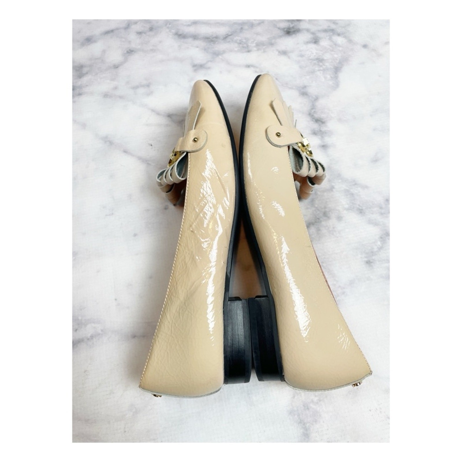 Kate Spade Brie Nude Patent Leather Kiltie Fringe Loafer Flats Classic Sz 7.5 thumbnail 8