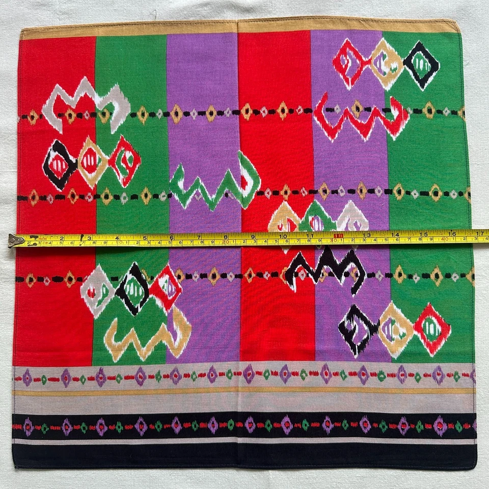 VTG Mens Handkerchief Aztec Geometric African Patterns Pocket Square Cotton 17" - Image 3 of 3