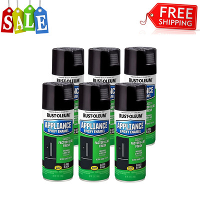 (6 pack) Black, Rust-Oleum Specialty Gloss Appliance Epoxy Spray Paint, 12 oz