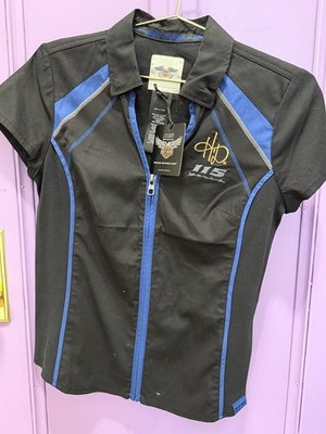 Harley-Davidson 115th Anniversary Black Blue Zip-Front Shirt Size M