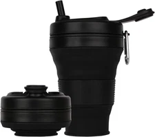 CYNROFVEN Silicone Coffee Cup with Straw lid Collapsible Cups for Traveling 2...