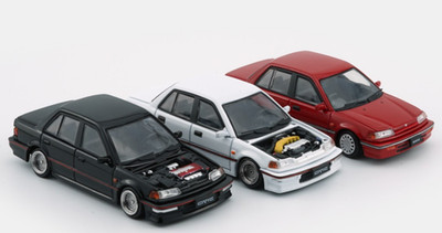 BM 1/64 Die Cast HONDA CIVIC EF2 (LHD) Model Cars (3-PACK)  *BLACK-RED-WHITE*