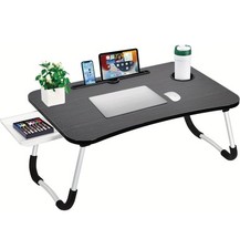 Laptop Bed Desk, Foldable Laptop Lap Desk Tray Table with USB Charge Port, Black