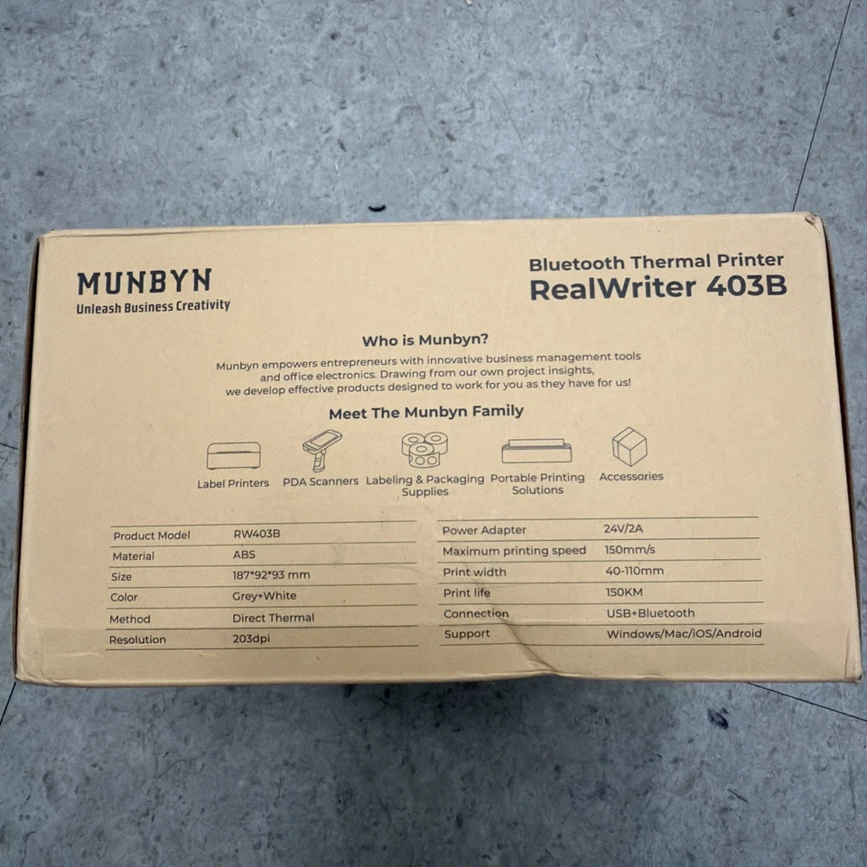 Термопринтер этикеток MUNBYN Bluetooth RW403B 4x6 этикеток беспроводной iPhone Mac Win - Изображение 4 из 4