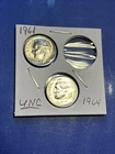 1961,64 Roosevelt 90% silver dimes UNC “Free Shipping “ 2 Coin Set