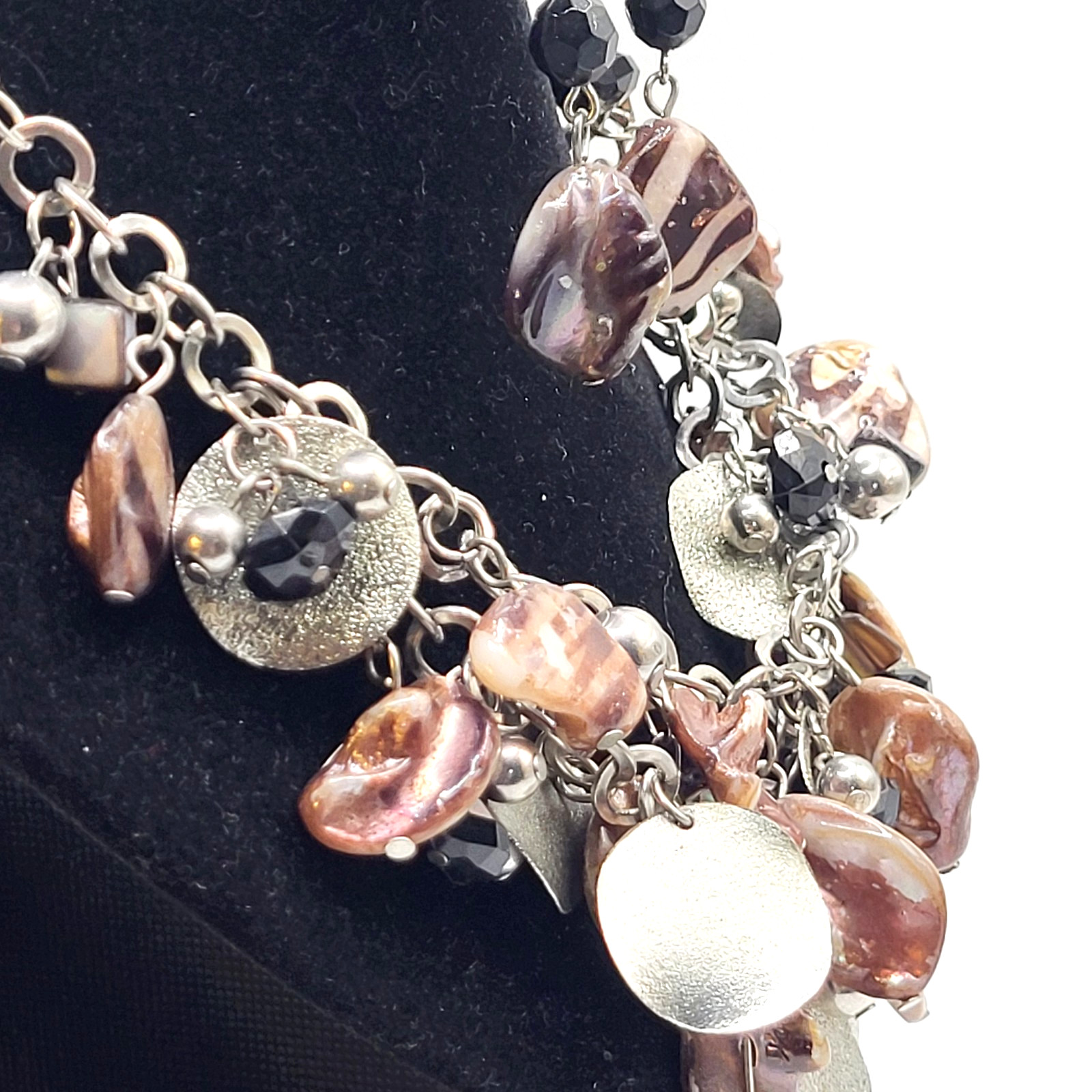 Chunky Abalone Funky Statement Earring Necklace D… - image 2