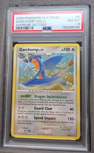 POKEMON CARD GARCHOMP HOLO RARE 5 PLATINUM SUPREME VICTORS #5 GRADED PSA 8