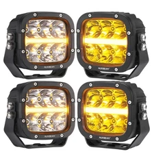 4pcs AUXBEAM 5" LED Driving Lights White /Amber Spot lights For Truck Jeep SUV