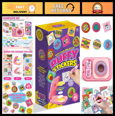 3D Puffy Sticker Maker Kit for Kids 6-10, 90-Piece Craft Set, Fun DIY Activity