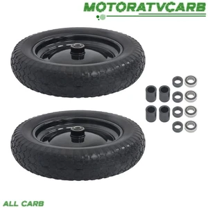 ALL-CARB Pneu solide de brouette plate et roue 2PCS14.5"×4.00-8 w/1" Axe 3"Hub
