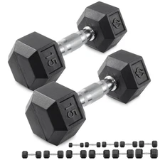 Hex Dumbbell Hand Weight Rubber Coated Solid Cast Iron Non Slip Grip Single/Pair