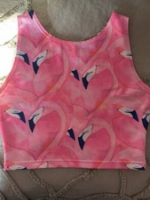 SYLVIA P tank Size 12 GYMNASTICS DANCE under leotard FLAMINGO pink white black