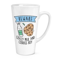 Beware VerrüCkte Milch Und Kekse Jungen 483Ml Groß Latte Becher Scherz Sohn Spaß