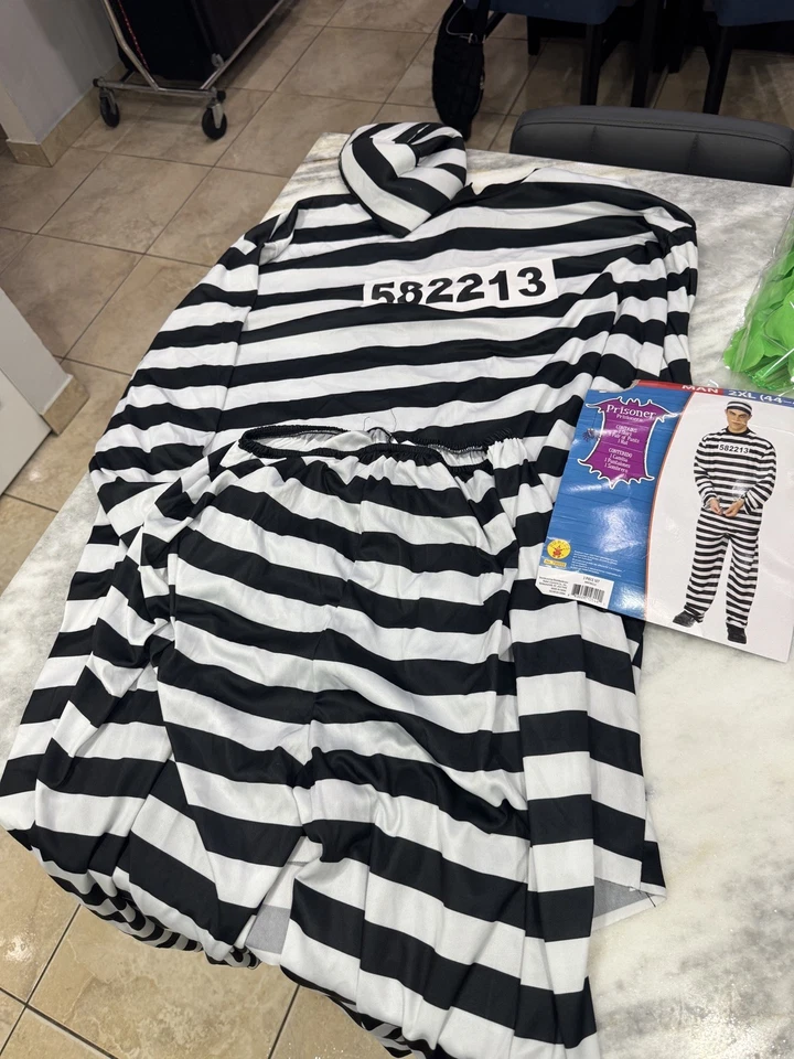 Мужской костюм заключенного заключенного для взрослых - Изображение 2 из 2