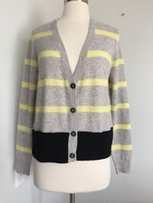 AUTUMN CASHMERE 100 PURE CASHMERE STRIPED CARDIGAN SWEATER SIZE M