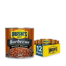 BUSH'S 16 oz Barbecue Baked Beans, Plant Based Protein, Gluten Free, Pack of 12