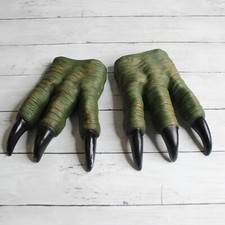 Halloween Costume Claws One Size Dinosaur Dragon Raptor Green Black Gloves