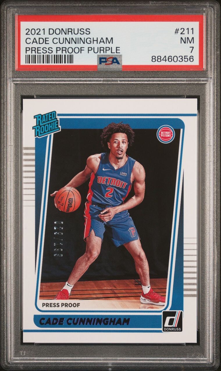 2021 Panini Donruss Rated Purple Press Proof /199 Cade Cunningham #211 Rookie RC