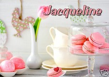 Planche à découper personnalisée dessous de plat patisserie macaron réf 17
