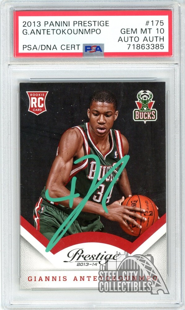 Giannis Antetokounmpo 2013-14 Prestige Auto RC Card #175 PSA 10 PSA/DNA (Green)