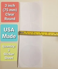 3" Clear Round Sticker Label Transparent Dot Circle Seal Security Decal Tamper