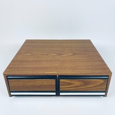 Vintage VHS Tape Holder Faux Wood 2 Drawer Cabinet Storage Case Holds 24 Tapes