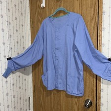 Unbranded women  s blue scrub jacket no size Tag see pictures for measurements