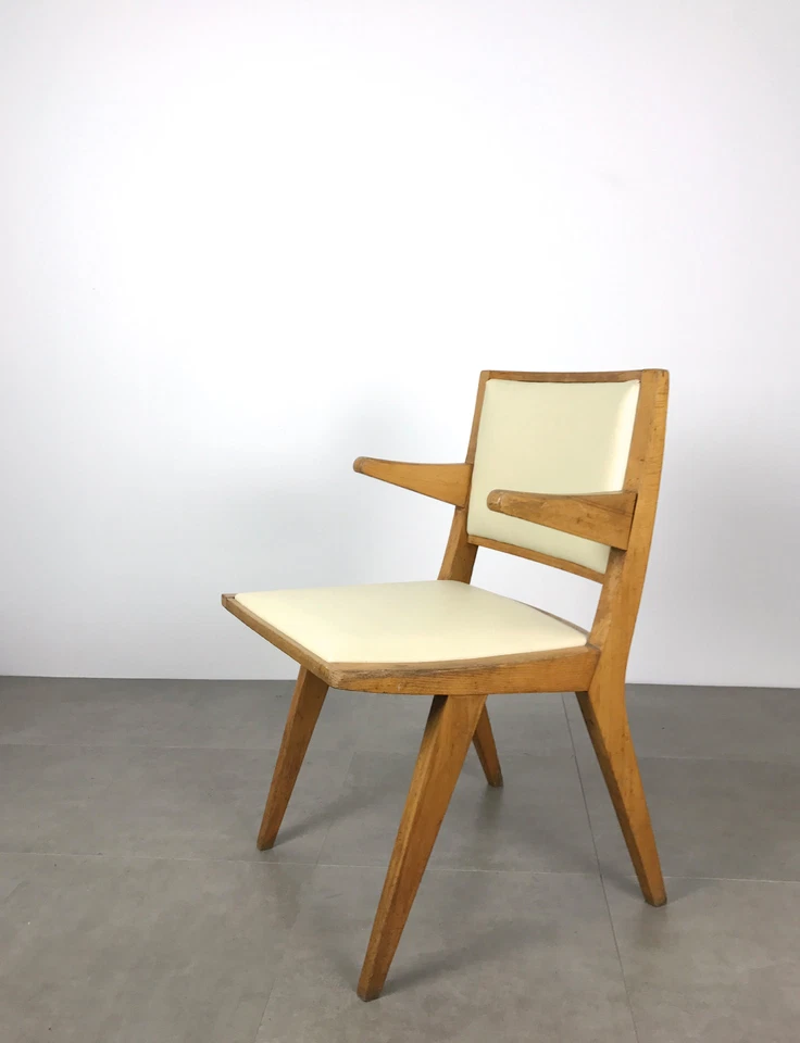 Par de Cadeiras de Madeira Modernas Vintage Meio Século da Daystrom 1950 Estilo Jens Risom - Imagem 3 de 4