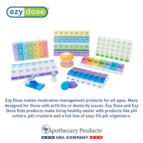 Ezy Dose Weekly Pill Organizer 7 Day AM PM Push Button Large Capacity Clear - Picture 7 of 7