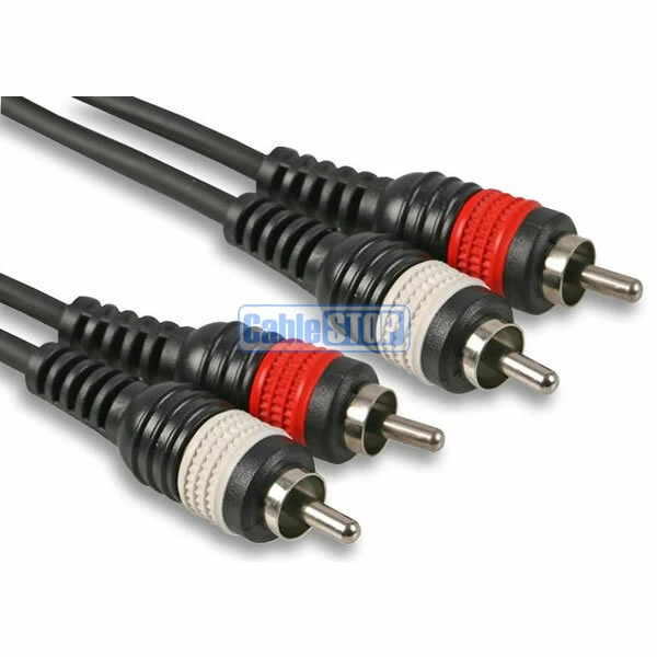 CABLESTOP PRO Twin 2 x RCA Phono Male Plug Lead 30cm 1.2m 3m 6m Audio Cable Lead RED WHITE